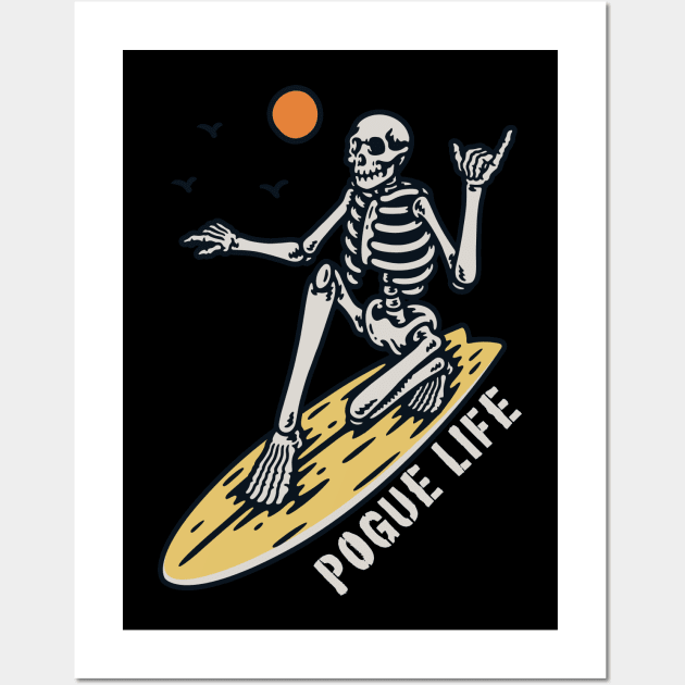 Pogue Life Surfing Skeleton Wall Art by Golden Eagle Design Studio